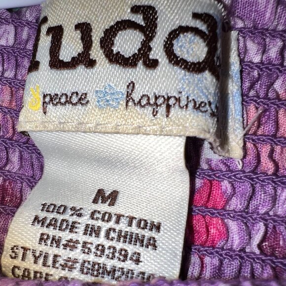 Mudd Smocked Boho Tiered Maxi Sundress Ikat Floral Ruffle Trim Lavender Pink - Picture 7 of 8